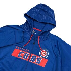 Majestic Therma Base Chicago Cubs Full Zip Windbreaker Jacket Mens XL Blue MLB